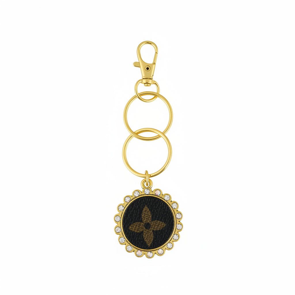 Gold Rhinestone Medallion Keychain