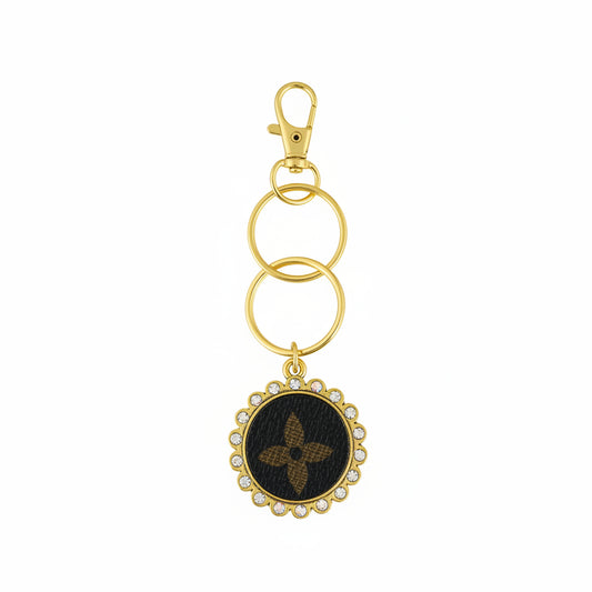 Gold Rhinestone Medallion Keychain