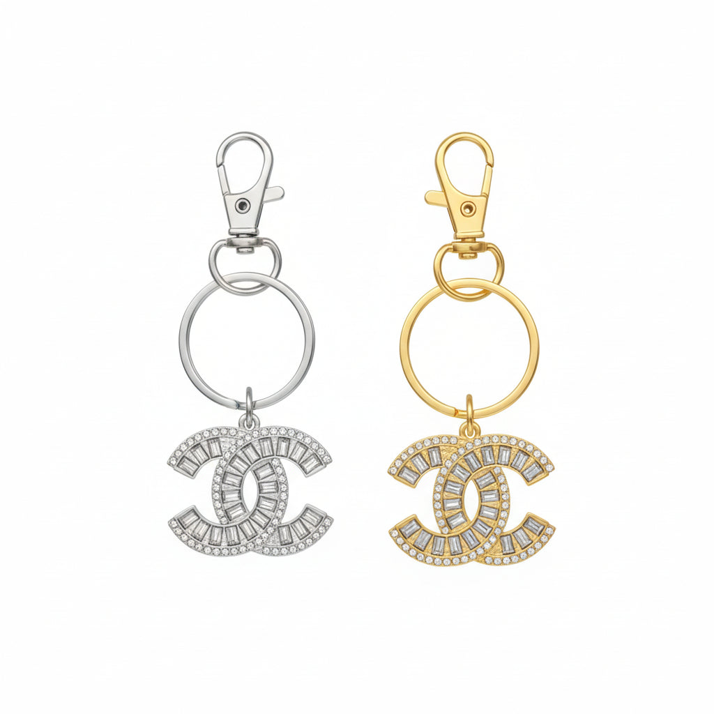 Baguette Rhinestone CC Keychain – Belle Créations