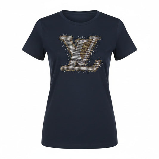 Black Rhinestone Monogram Tee