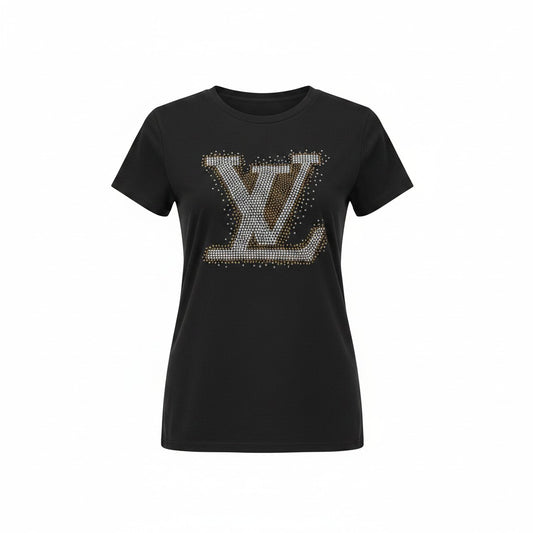 Black Rhinestone Monogram Tee