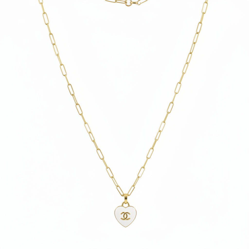 Ivory Heart Charm Link Necklace