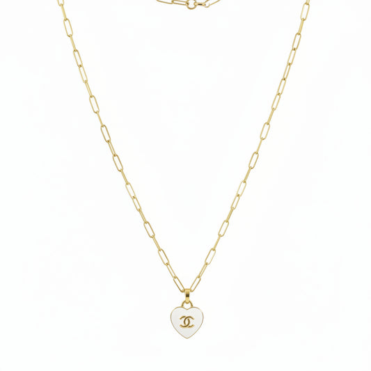 Ivory Heart Charm Link Necklace