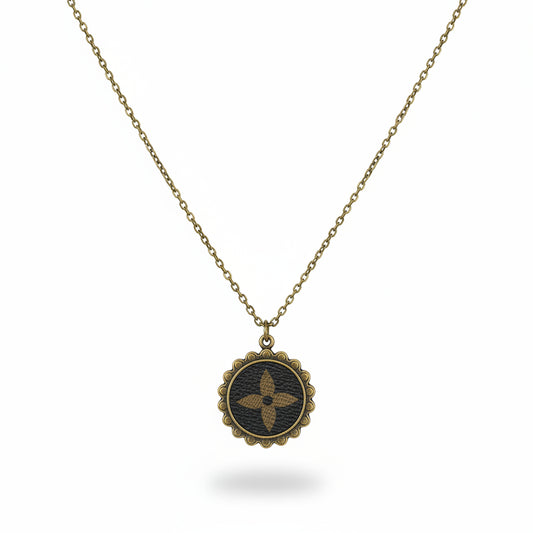 Antique Bronze Noir Bloom Medallion Necklace