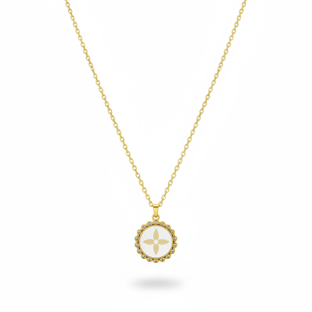 Ivory Starburst Halo Pendant Necklace