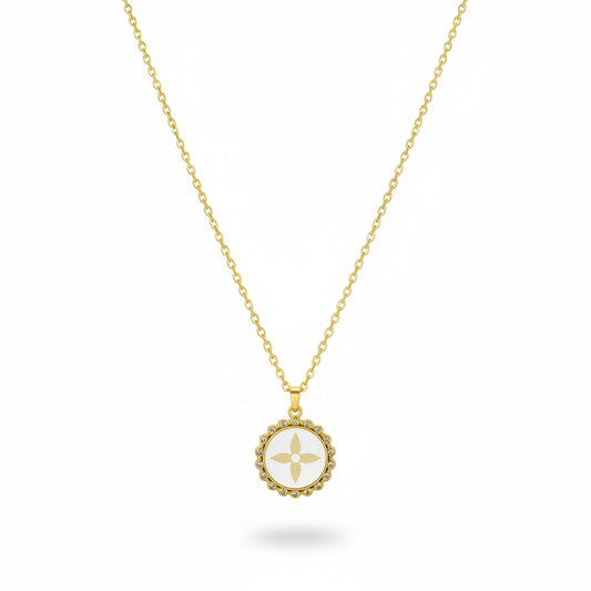 Ivory Starburst Halo Pendant Necklace