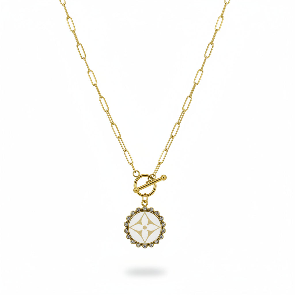 Ivory Starburst Halo Toggle Necklace
