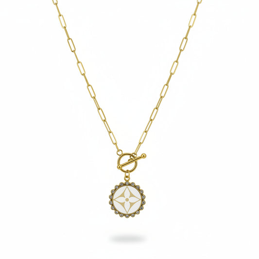 Ivory Starburst Halo Toggle Necklace