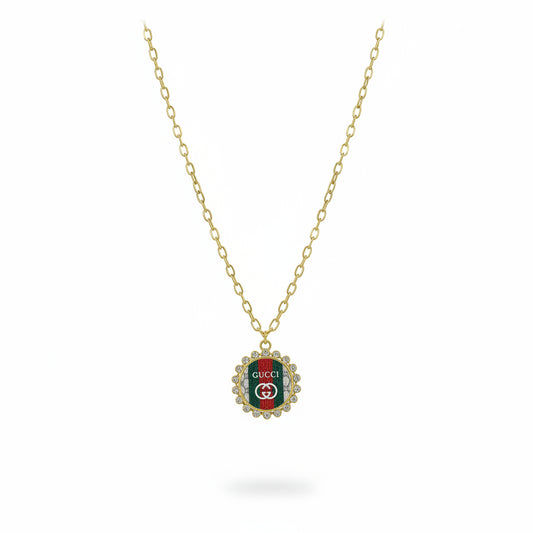 Rhinestone Halo Medallion Pendant Necklace