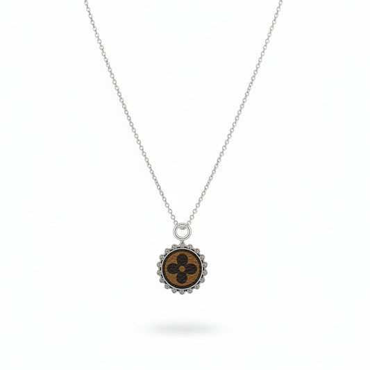 Golden Bloom Halo Pendant Necklace in Silver