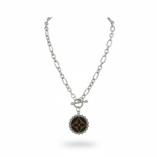Golden Bloom Halo Toggle Necklace in Silver