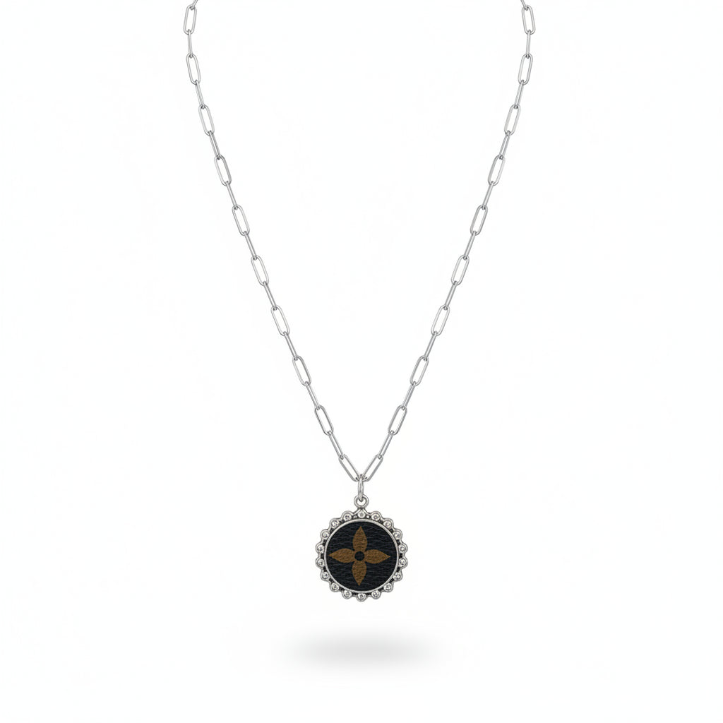 Noir Bloom Halo Pendant Necklace