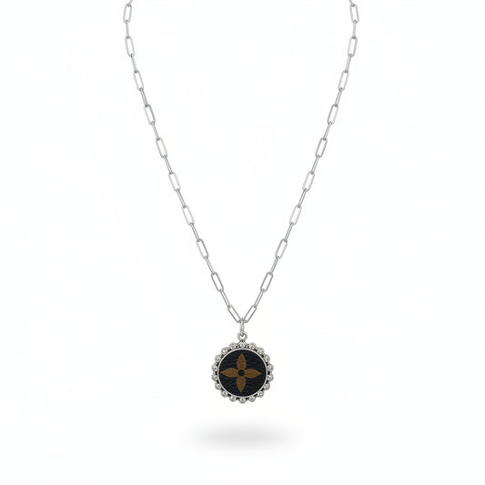 Noir Bloom Halo Pendant Necklace