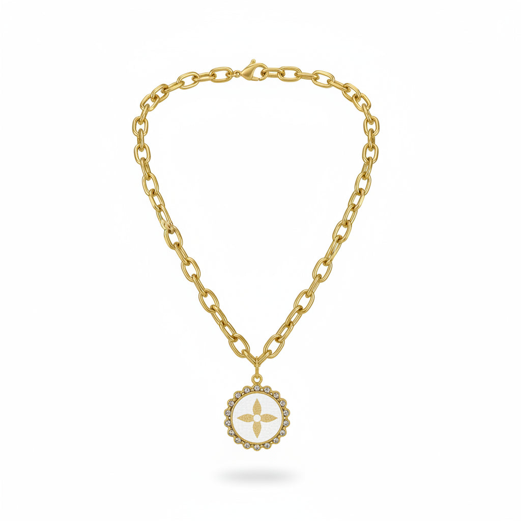 Ivory Starburst Halo Link Necklace