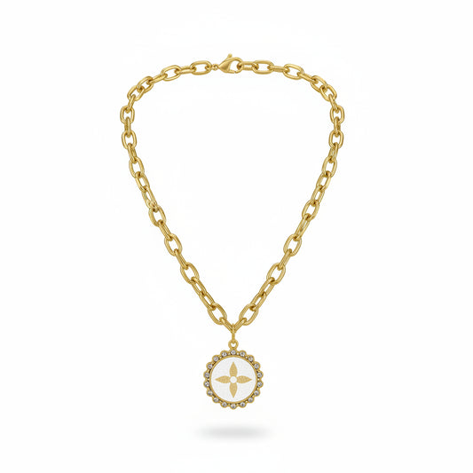Ivory Starburst Halo Link Necklace