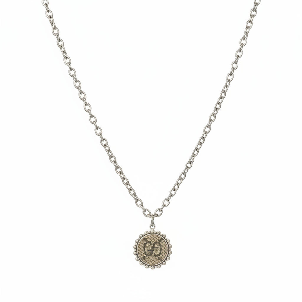 Silver Halo Medallion Pendant Necklace
