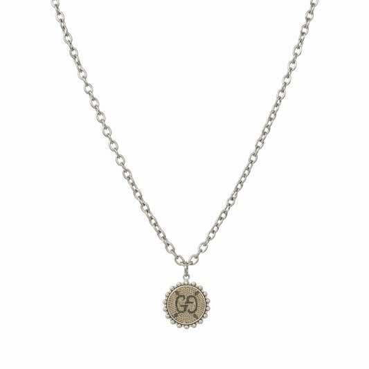 Silver Halo Medallion Pendant Necklace