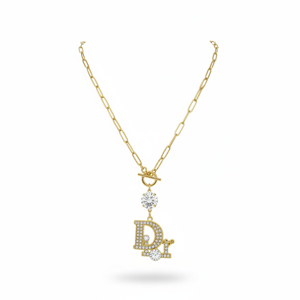 Crystal Toggle Link Necklace with Statement Charm