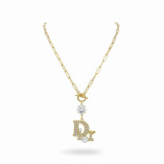 Crystal Toggle Link Necklace with Statement Charm