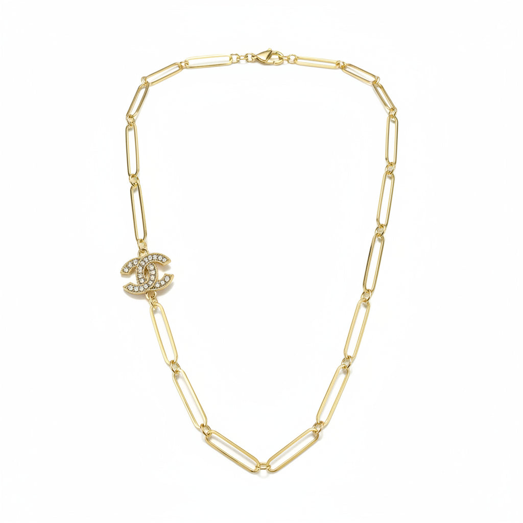 Pave Icon Paperclip Link Necklace