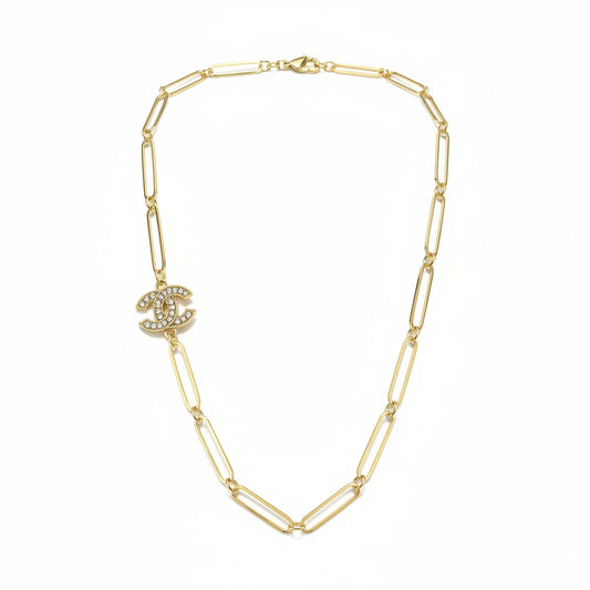 Pave Icon Paperclip Link Necklace