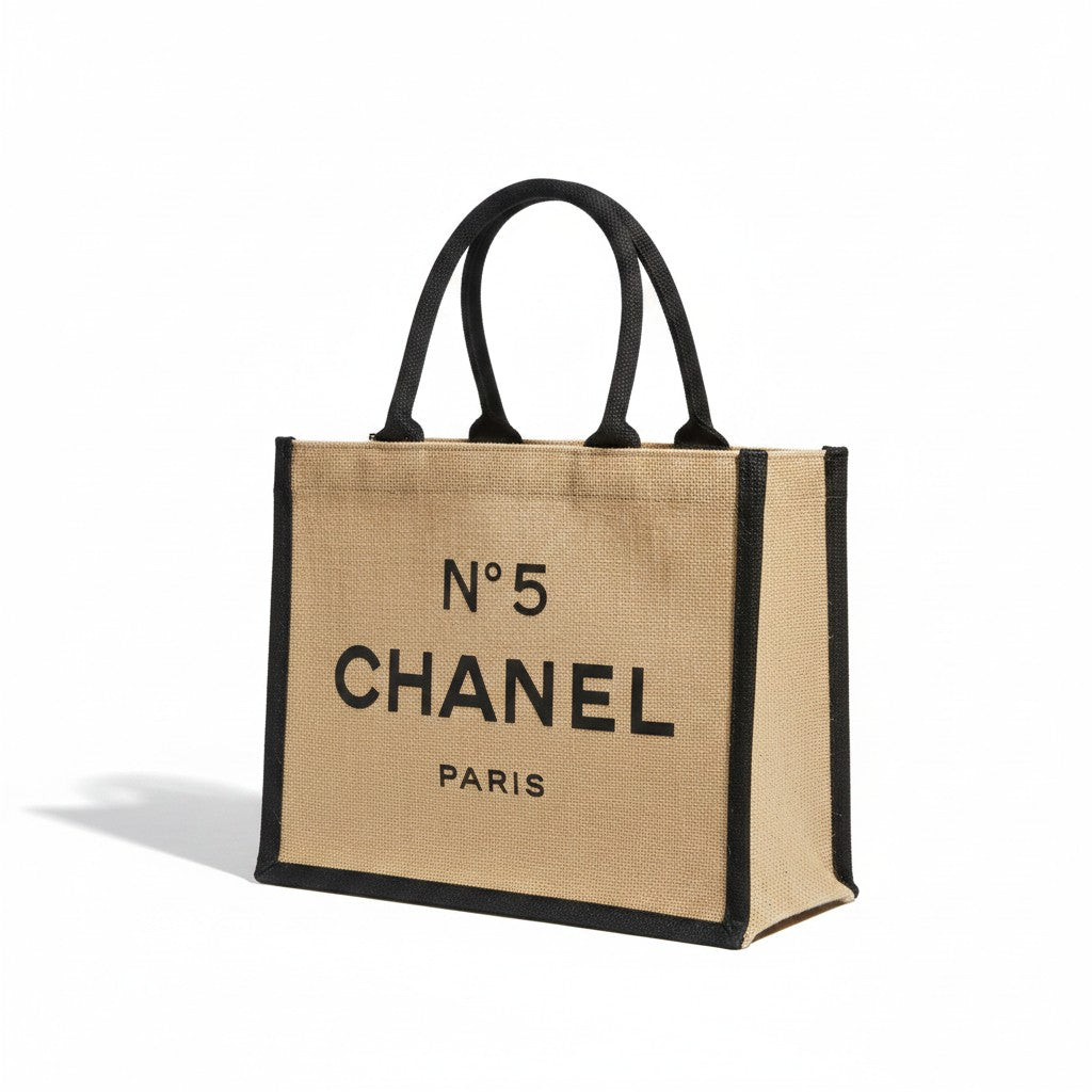 Double-Sided Boutique Two-Tone Burlap Tote