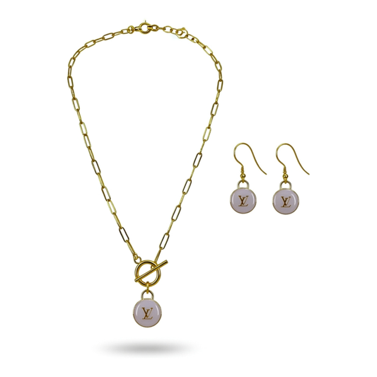 Lavender Monogram Toggle Necklace & Earring Set