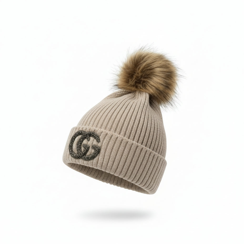 Rhinestone GG Pom Beanie