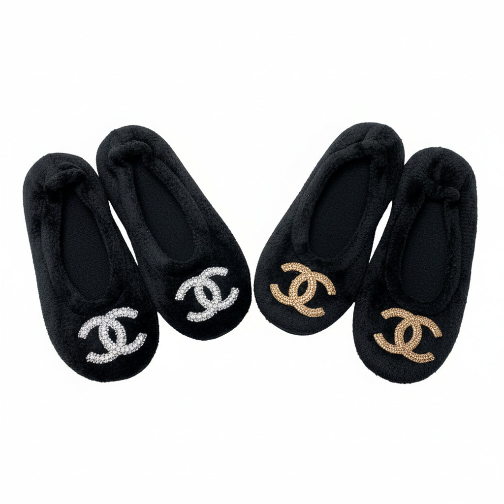 Black Ballerina Bling Slippers