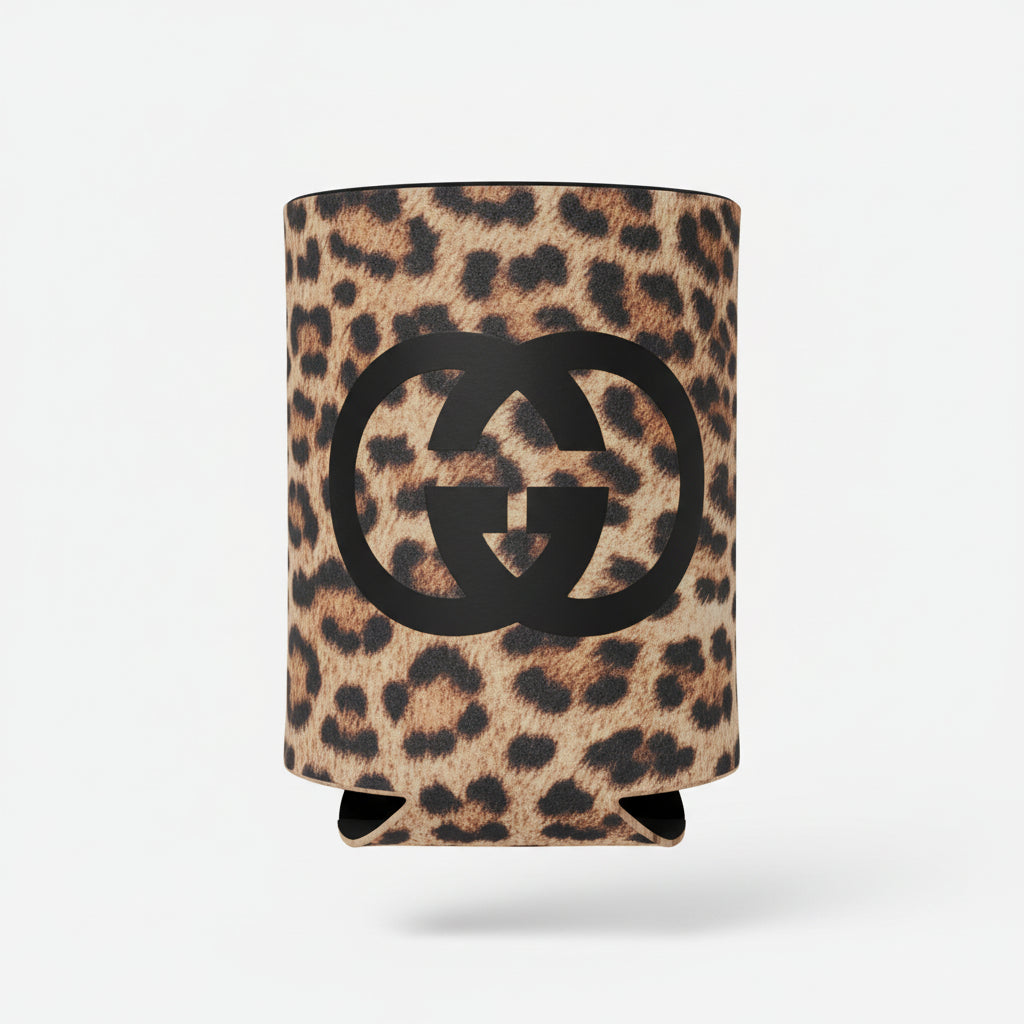 Leopard Print Koozies with Front and Back Designs