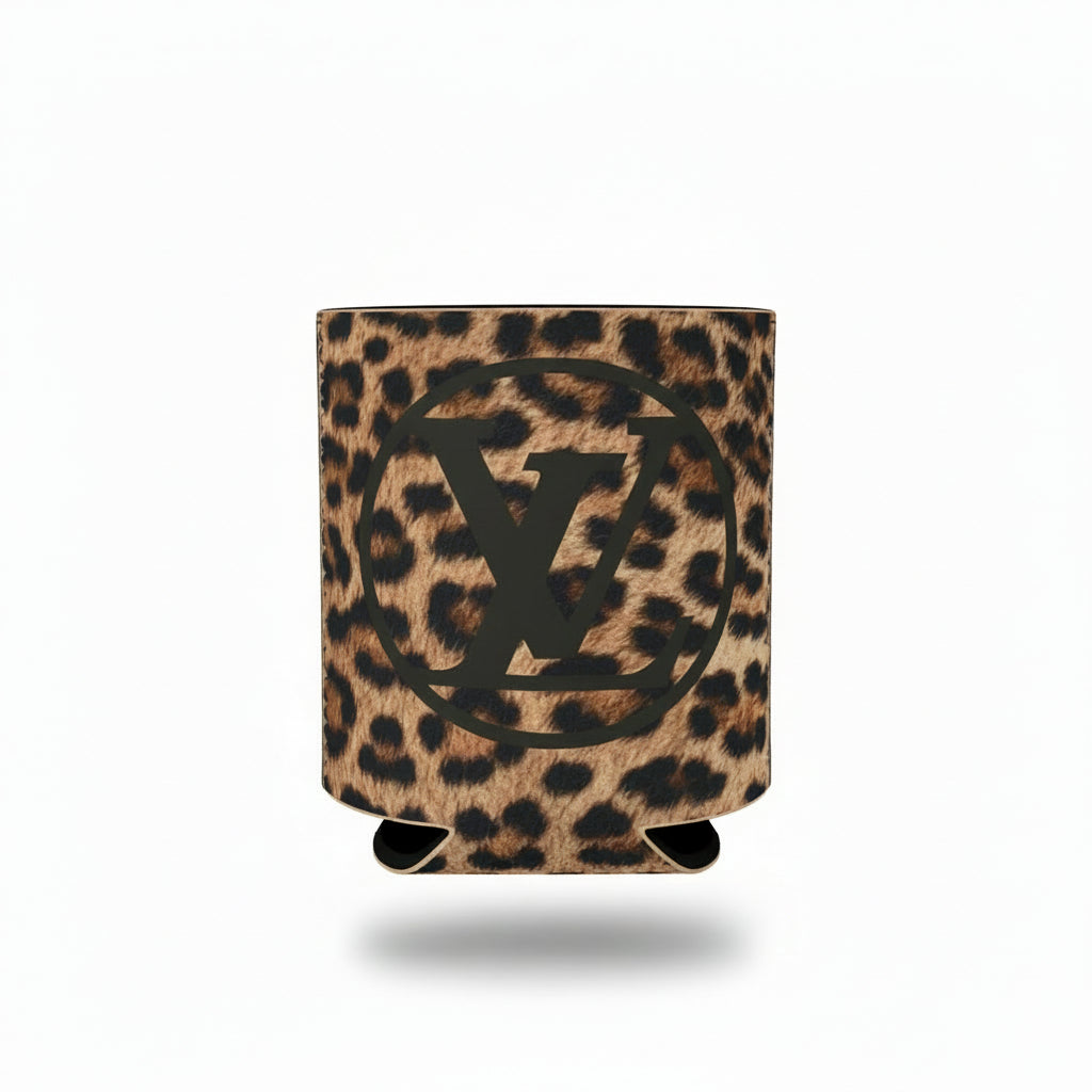 Leopard Print Koozies with Front and Back Designs