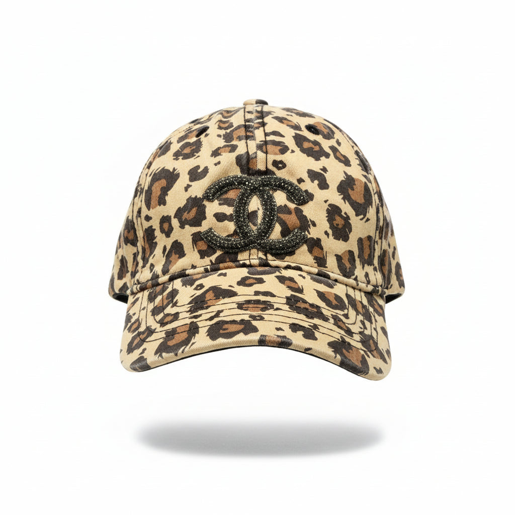 Leopard Rhinestone Icon Distressed Cap