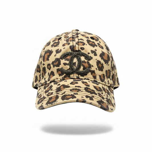 Leopard Rhinestone Icon Distressed Cap