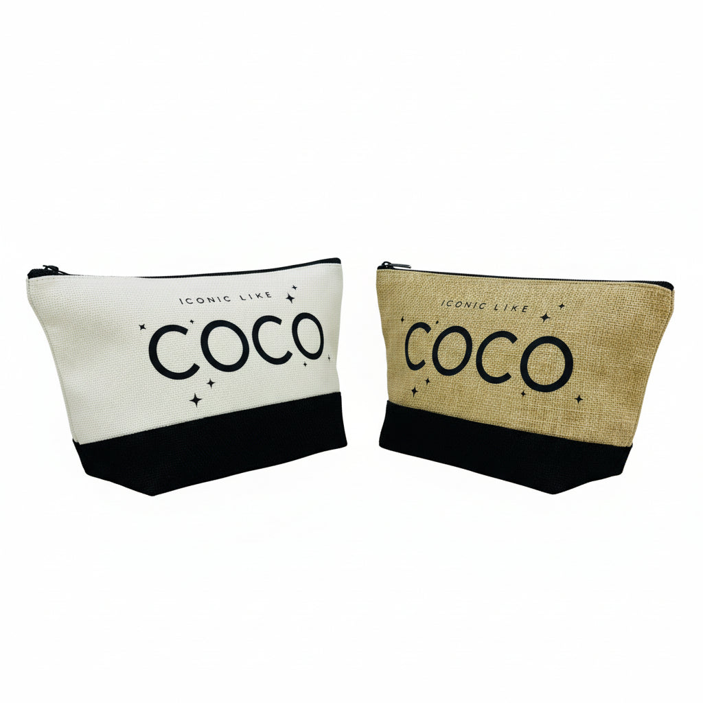 Iconic Burlap Cosmetic Bags