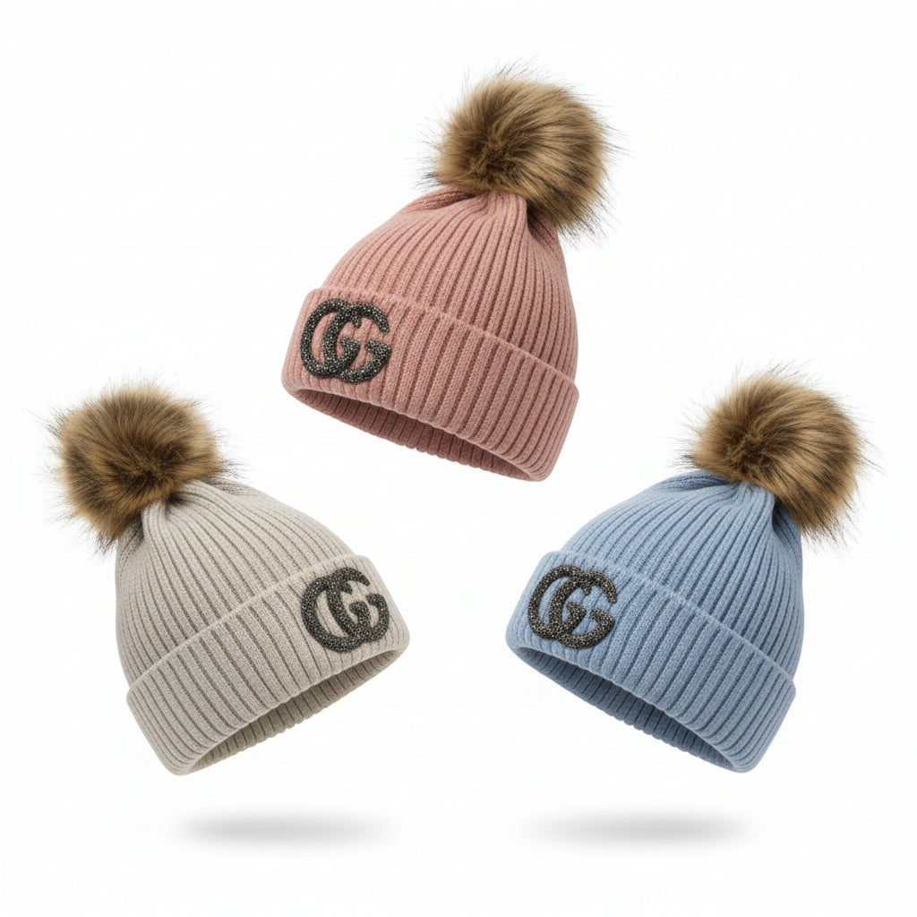 Rhinestone GG Pom Beanie