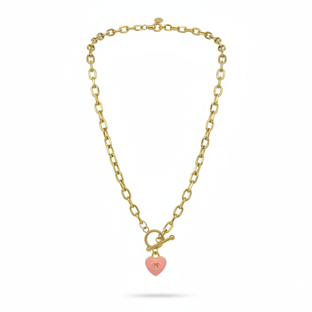 Blush Heart Toggle Link Necklace