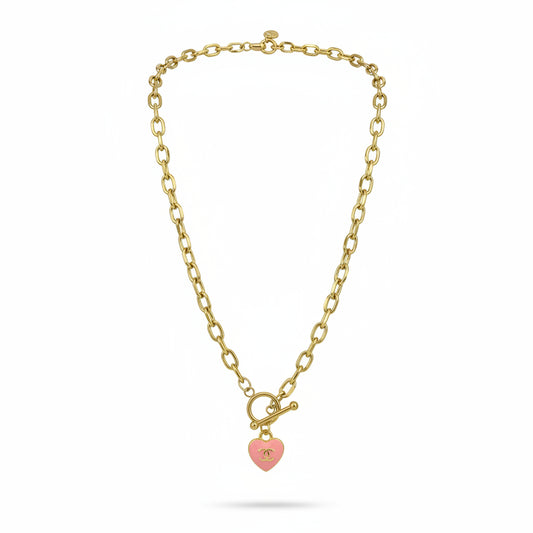 Blush Heart Toggle Link Necklace
