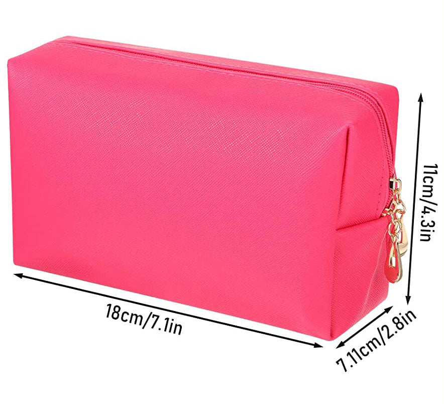 Fuchsia PU Cosmetic Bag with Bling Patch