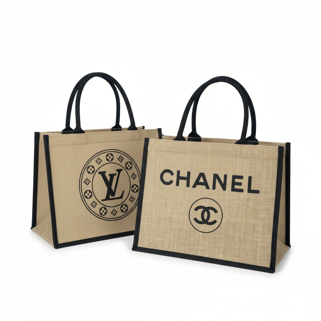 Boutique Two-Tone Burlap Tote