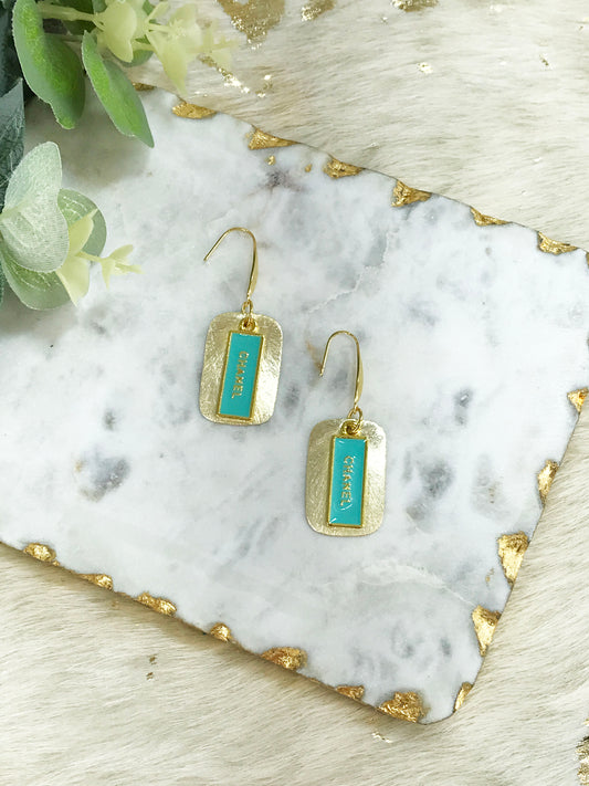 Brushed Gold Pendant Earrings - E19-3951