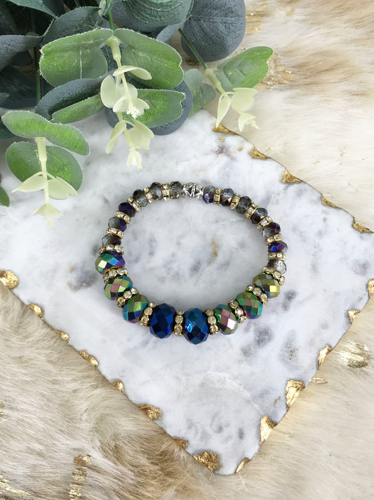 Glass Bead Stretchy Bracelet - B1441